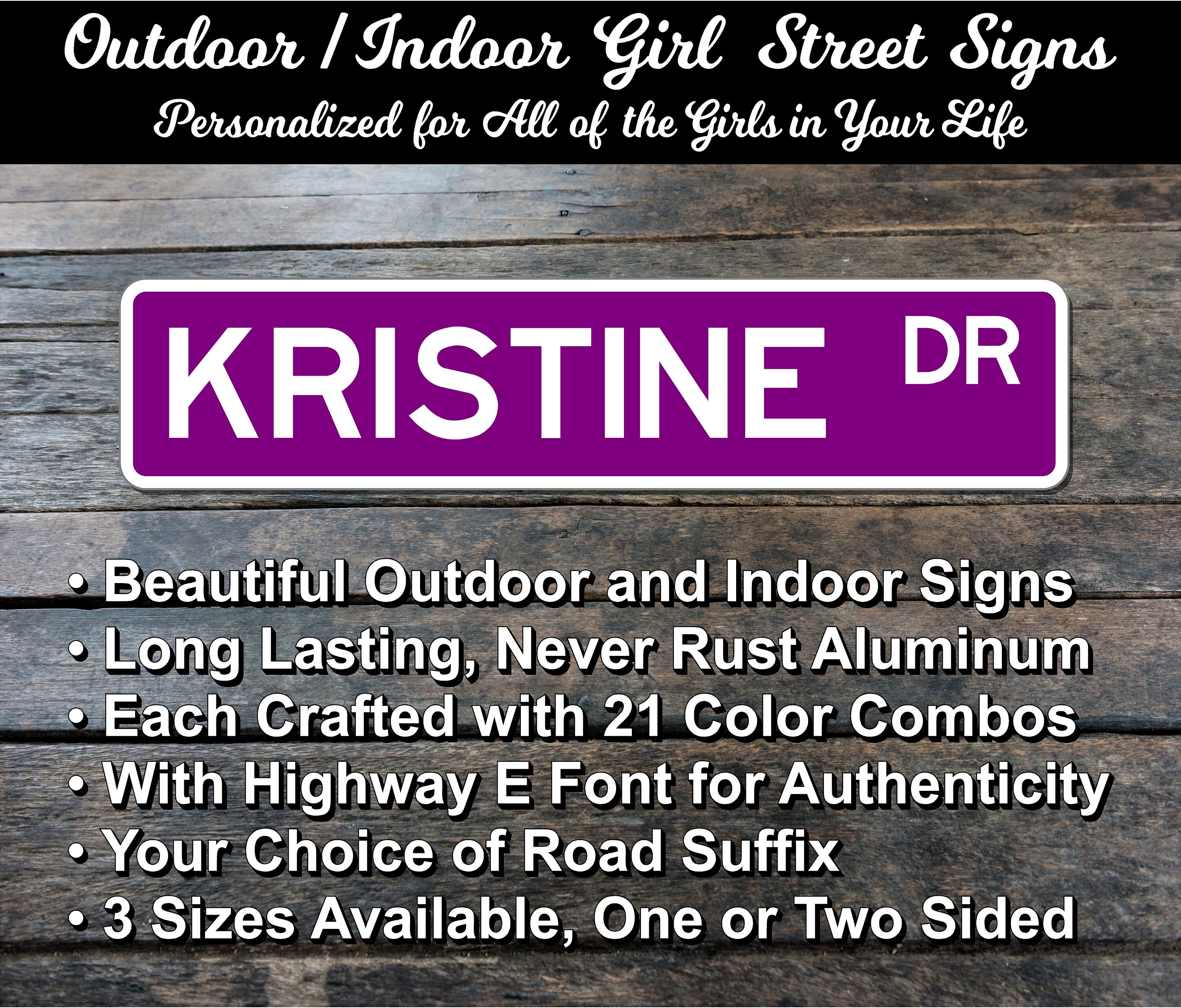 Indoor//Outdoor HAYLEE Street Sign Childrens Name Room Decal