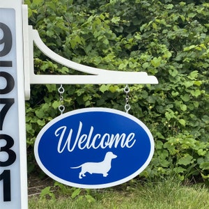 PVC MAILBOX SIGN with pvc bracket, white,  1 or 2 sided w/Silhouette/Monogram/Color Image, 8&quot;h x 12&quot;w Oval Sign, Mounts on Post