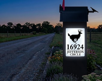 Solar Mailbox Post: Lighted Outdoor Address Sign (Personalized, Rust-Free Finish)