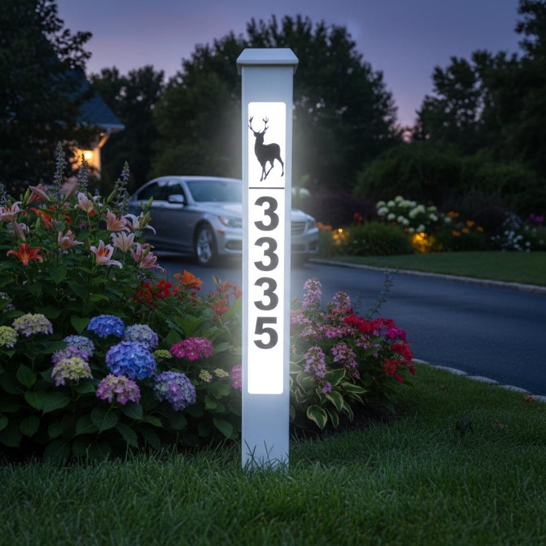 Light Post Address Sign Solar LED Address Sign: Yard Post, Weather Resistant - Etsy
