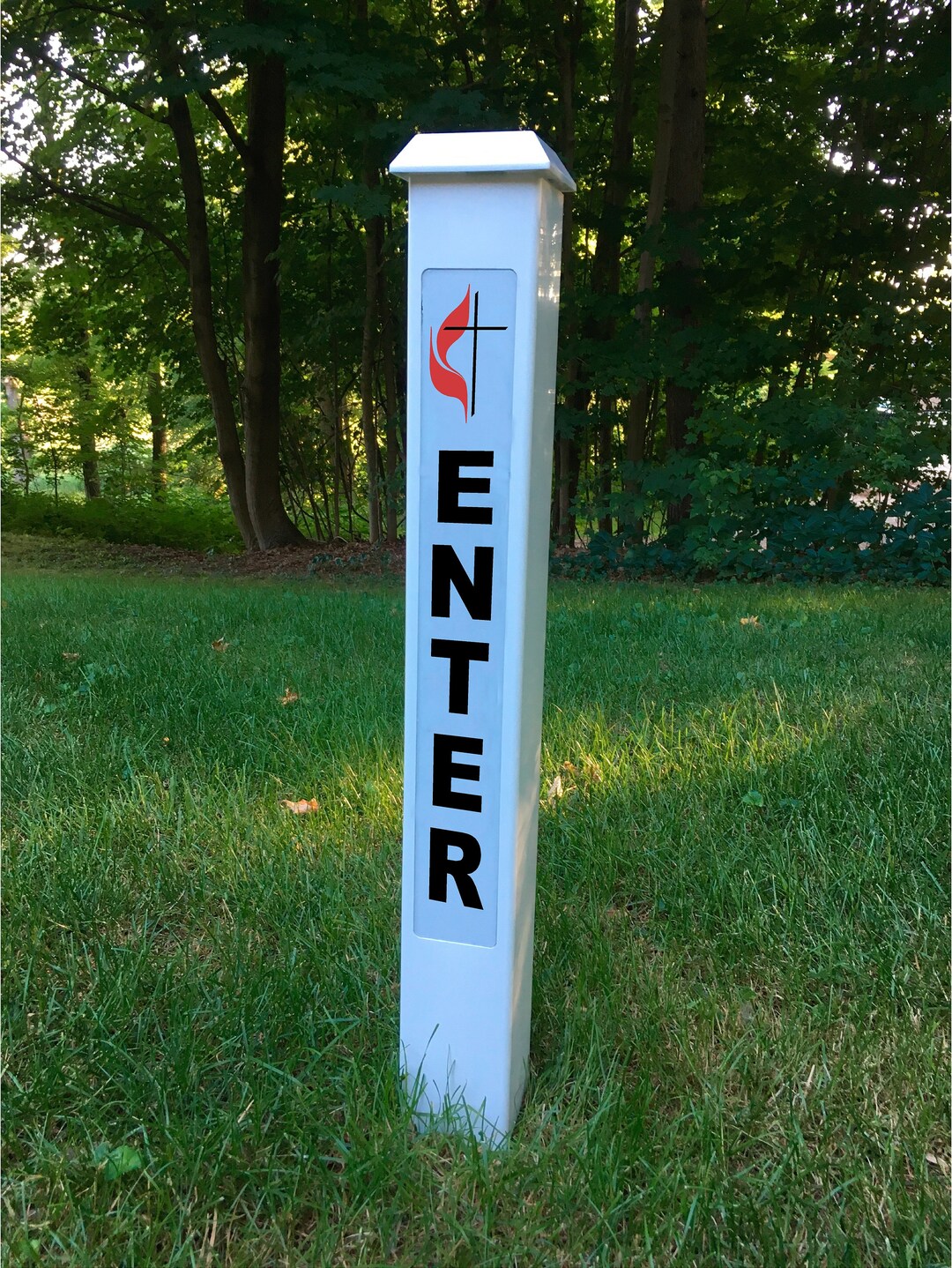 Solar Backlit Church Sign Post: Enter/exit With Logo, 1 or 2 Sided - Etsy