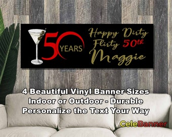 Banner de feliz cumpleaños, 4 tamaños, vinilo personalizado para decoración de fiestas en interiores y exteriores, nombre y edad personalizados, CB213