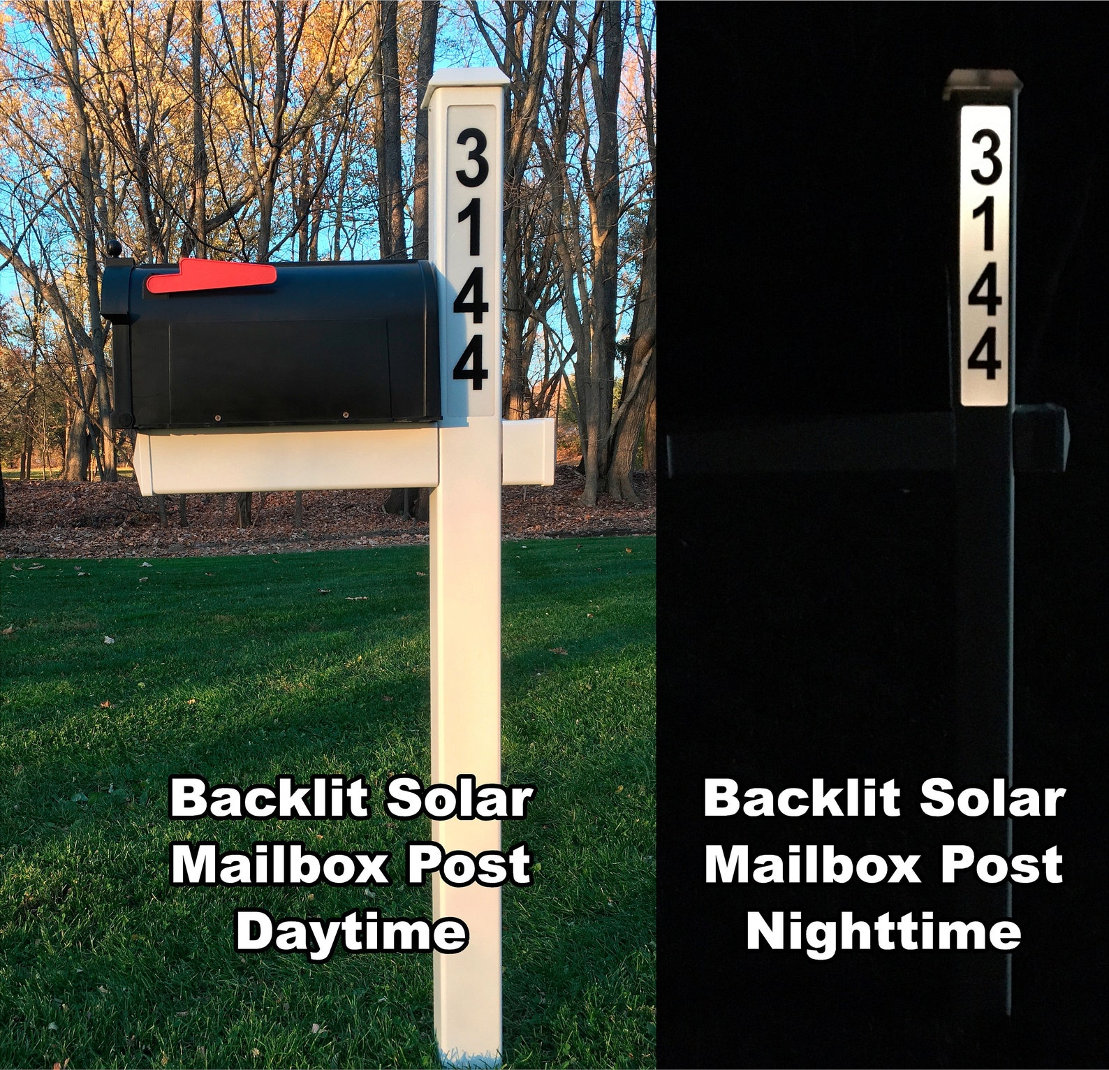 SOLAR LED BACKLIGHTED Mailbox Post & Mailbox white pvc or 9 Etsy