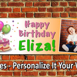 Birthday Banner, Custom Photo, 4 Sizes, Custom Personalized Vinyl Indoor/Outdoor Party Decoration, BB120