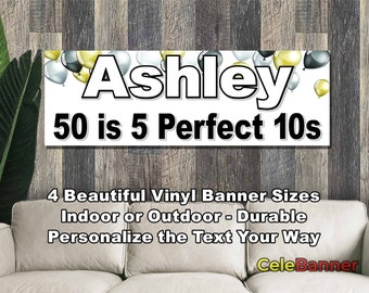 Banner de feliz cumpleaños, 4 tamaños, vinilo personalizado para decoración de fiestas en interiores y exteriores, nombre y edad personalizados, CB137