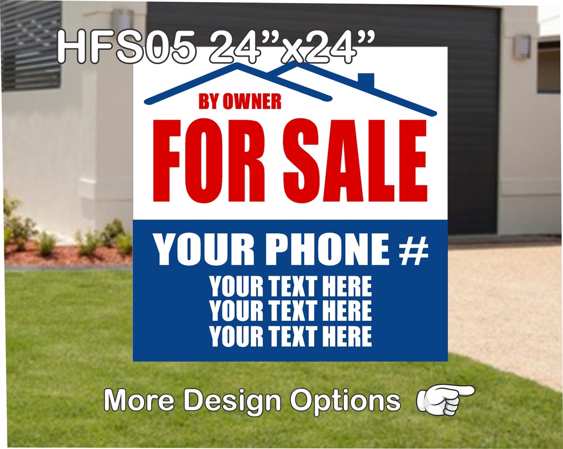 Custom Home For Sale By Owner Sign 2 Sizes 4 Designs 3 Etsy