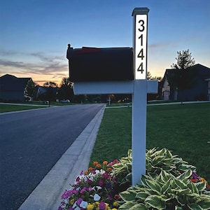 Mailbox Post - Solar Illuminated Address Window: 13 Colors, LED Lighted Numbers
