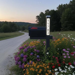 Solar Address Window Mailbox Post - Illuminated Numbers, weatherproof, 13 colors