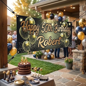 Personalized Milestone Vinyl Birthday Banner, 4 Sizes, Custom Name and Age Sign, BB112