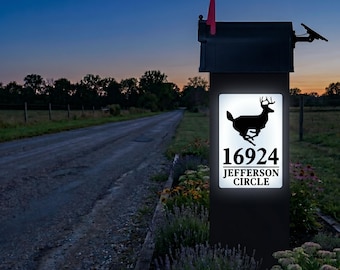Solar Backlit Mailbox Post: Outdoor Window Address Sign (Personalized, Rust-Free Finish)