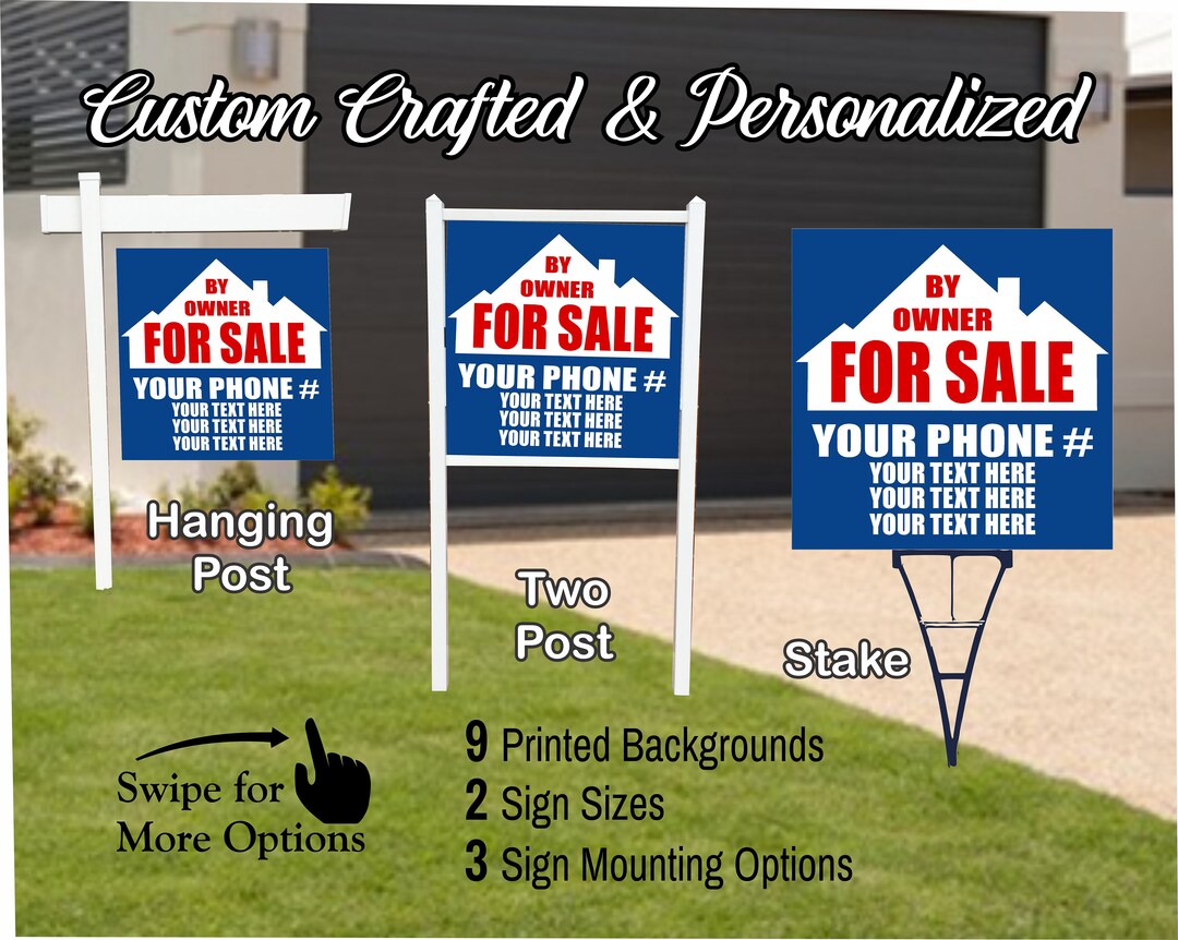 HOME FOR SALE by Owner Sign Custom Real Estate Yard Sign Etsy