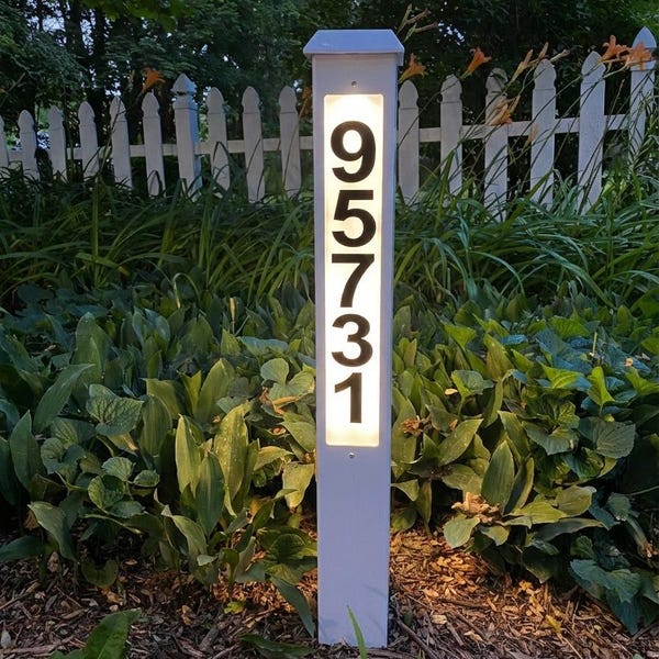 Solar LED Address Sign: Tall, Weatherproof, Illuminated