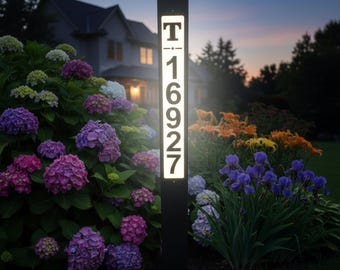 Poste de dirección LED solar, número de casa para exterior, estilo ventana, 4 tamaños, 13 colores