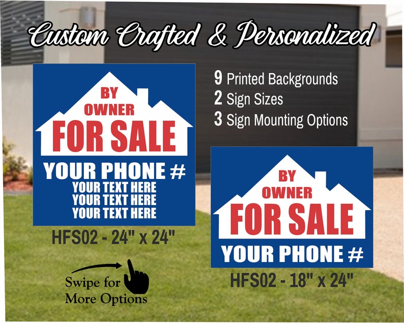 HOME FOR SALE By Owner Sign Custom Real Estate Yard Sign Etsy