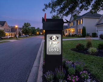 Solar Lit Mailbox Post: Outdoor Window Address Sign (Personalized, Rust-Free Finish)