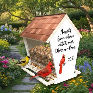 Cardinal Memorial Bird Feeder, (Personalized, Outdoor Hanging or Pole Mounted)