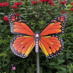 ButterflySticks -Large Butterfly Garden Art -Monarch, Blue Morpho and more. Aluminum Skin w/ Plastic Core - NEVER RUSTS - Lasts Years!