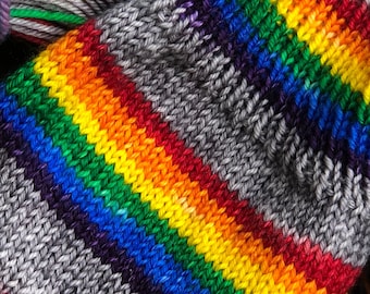 Hand dyed rainbow self striping sock yarn