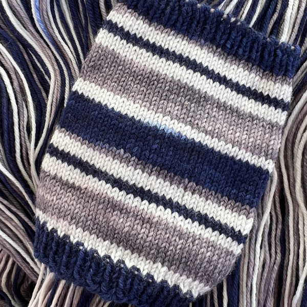 Hand dyed self striping sock yarn “Sailor”