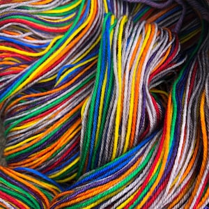 Hand dyed rainbow self striping sock yarn image 3