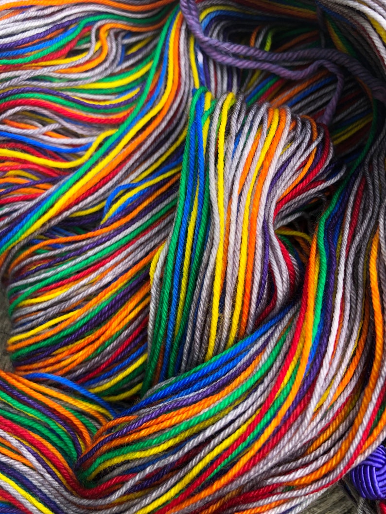 Hand dyed rainbow self striping sock yarn image 3