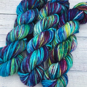 Hand dyed variegated super bulky, bulky, worsted yarn