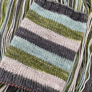Hand dyed self striping sock yarn “Lex”