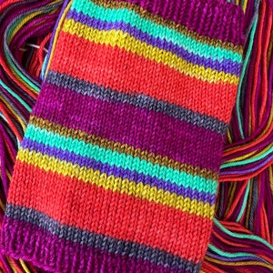 Hand dyed self striping sock yarn “Southwestern Fruit”