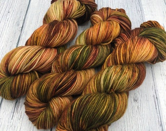 Hand dyed variegated 100% superwash merino DK