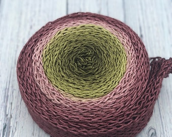 Hand dyed gradient yarn mauve, moss