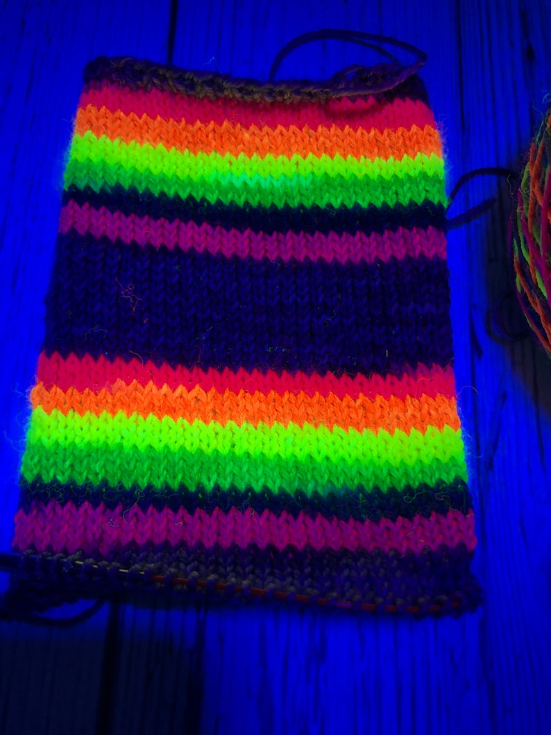 Hand dyed self striping grey, fluorescent rainbow sock yarn image 5
