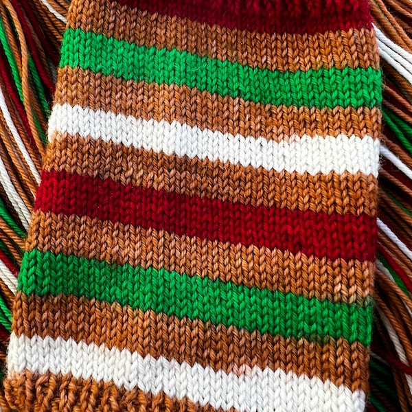 Hand dyed self striping yarn “Gingerbread”