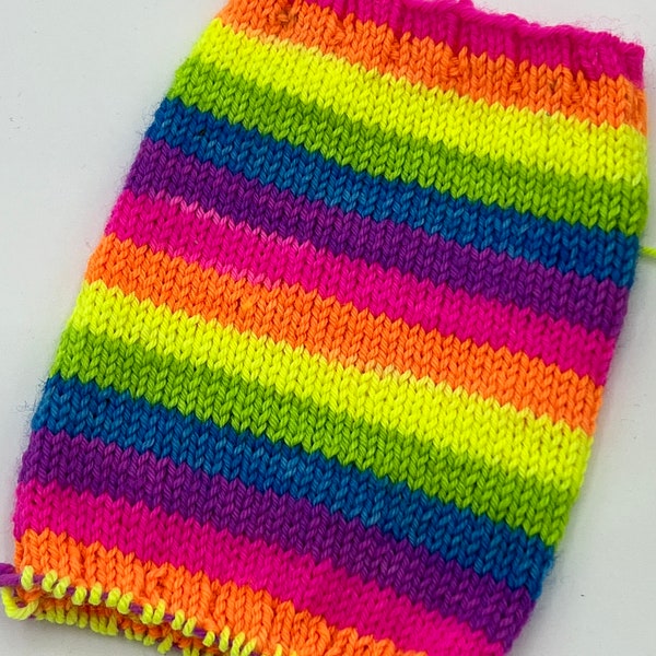 Hand dyed self striping neon, fluorescent, rainbow sock yarn