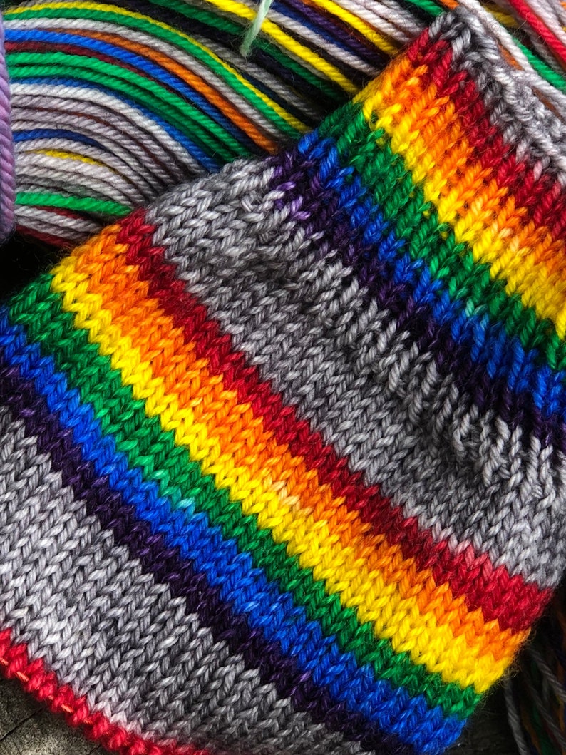 Hand dyed rainbow self striping sock yarn image 1