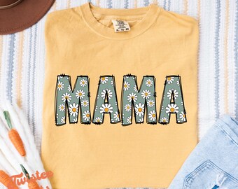 Mommy Mama Comfort Colors® Shirt - Mama Daisy Shirt - Mother's Day Retro Boho Tee & Sweatshirt #225-WID