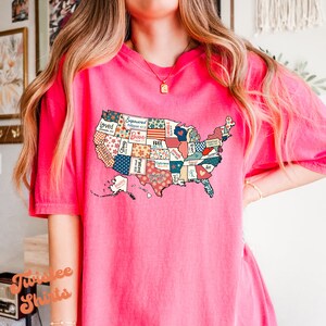 Chemise Comfort Colors® 4 juillet - Chemise carte You Are Bible Verse USA - T-shirt femme jour de l'indépendance # 406-WID