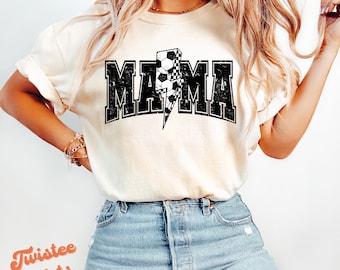 Sports Game Day Comfort Colors® Shirt - Soccer Mama Lightning Bolt Shirt - Sports Team Mom Family Tee & Sweatshirt #F-279-WID