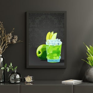 POBIERANIE CYFROWE Galeria koktajli do wydrukowania na ścianie | Koszyk do wydrukowania na barze | Minimalistyczny koktajl do wydrukowania | Sztuka Green Apple Margarita do wydrukowania