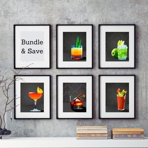 PAKIET DO POBRANIA CYFROWEGO Wydruki na ścianę Cocktail Gallery | Wydruki na wózek barowy | Wydruki na minimalistyczne koktajle | Wydruki na sztukę drinków
