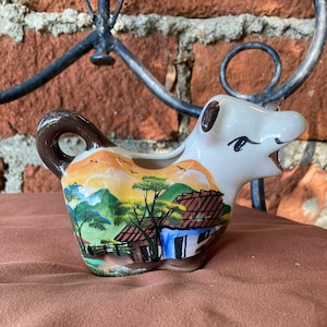 COW Vintage Hand Painted Creamer, Gravy, Sauce pitcher, House painted on cow, Moo Cow Cream, High Tea service, Cow Collectibles, Calf cream