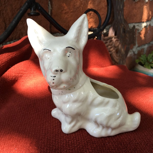 Vintage West Highland White Terrier "Westie" "Scottie" Scottish Terrier Planter - 5.5 high