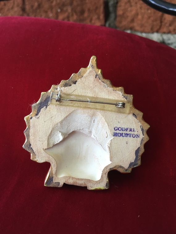 Rare Godfrey Houston 1950's Art Pottery Brooch Medi… Gem