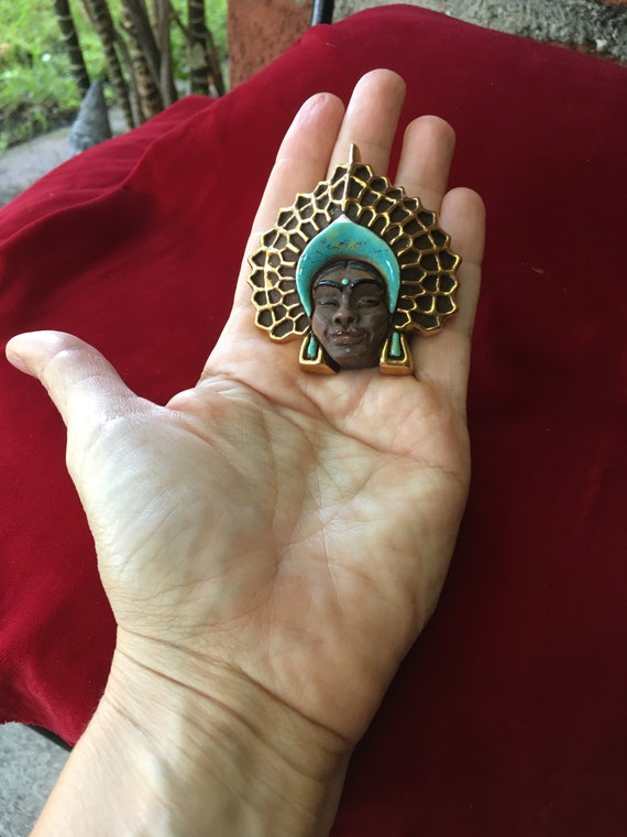 Rare Godfrey Houston 1950's Art Pottery Brooch Medi… Gem