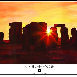New Vintage STONEHENGE Solstice Tea Towel, Stuart Morris, 100% cotton, English Heritage Officially licensed, wall decor - no longer avail