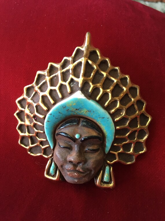 Rare Godfrey Houston 1950's Art Pottery Brooch Medi… Gem