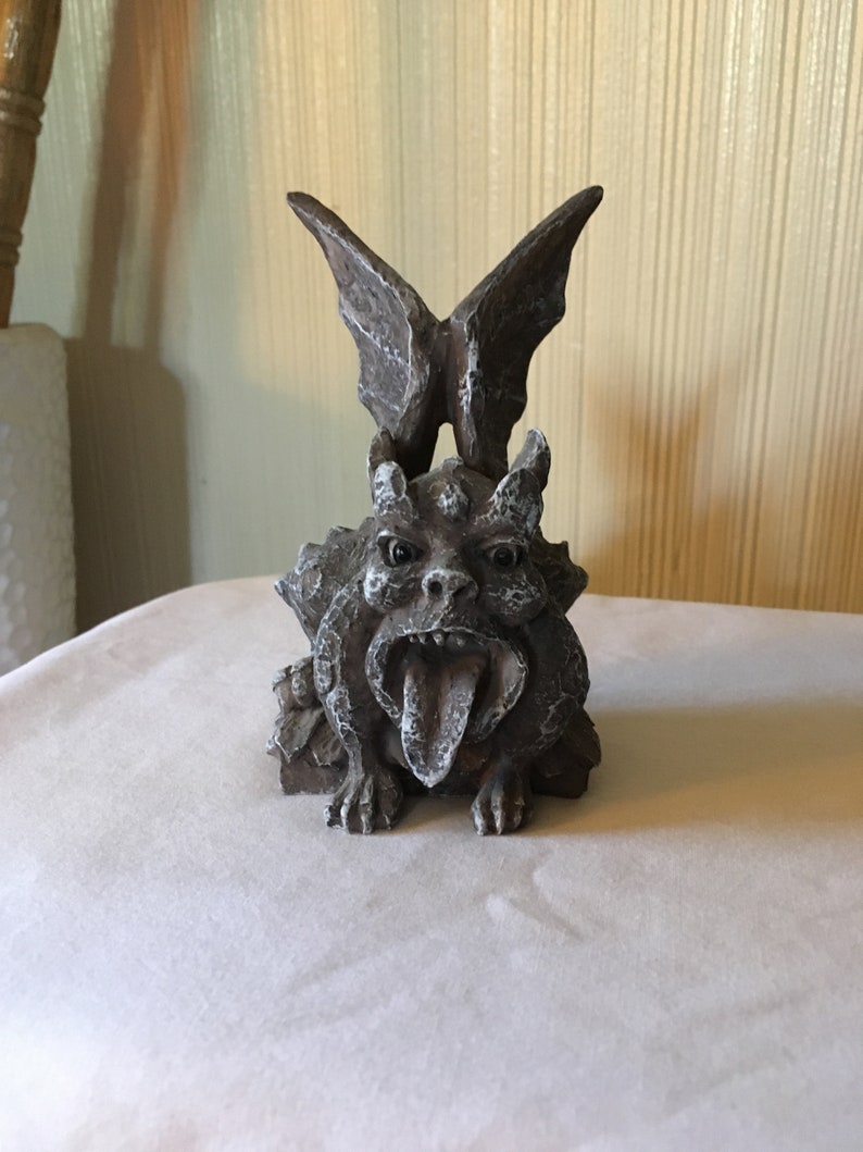 Vintage Gargoyle Statue Sticking Tongue Out Unusual Cute Etsy
