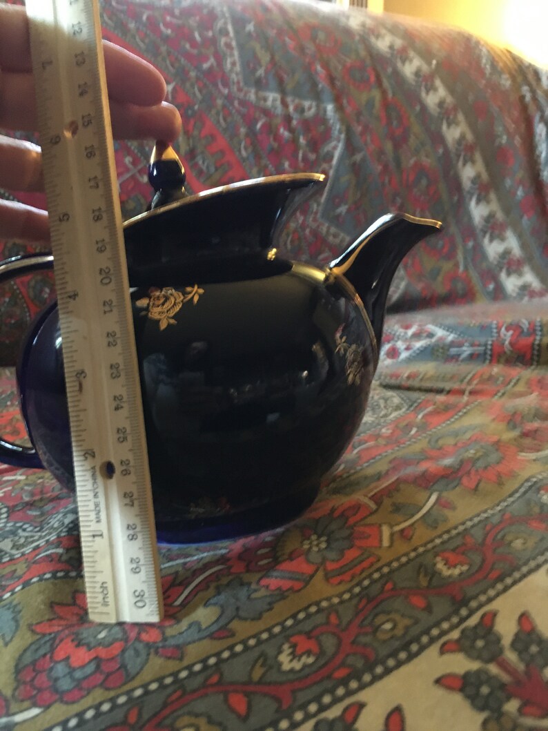 Rare Hall Art Deco Mid Century Teapot 6 cup Flow Blue Blue Etsy