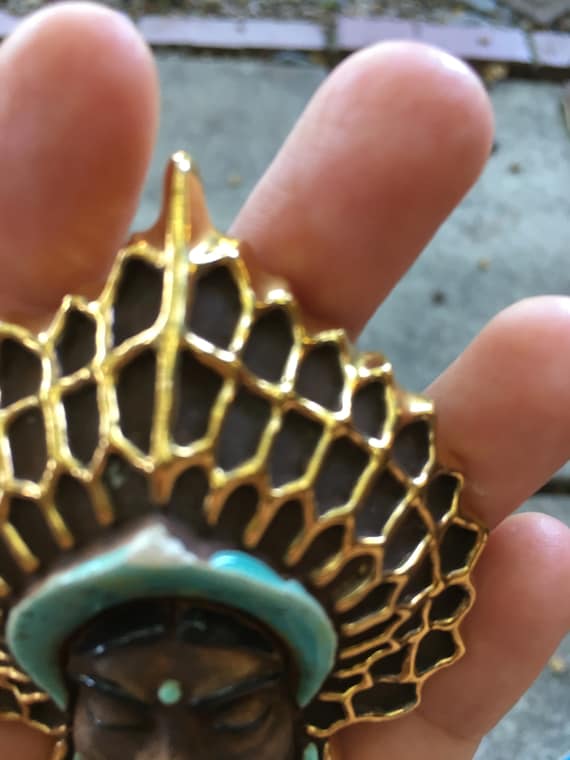 Rare Godfrey Houston 1950's Art Pottery Brooch Medi… Gem