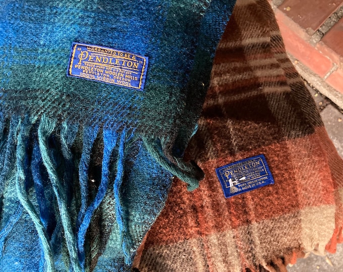 Vintage Pendleton Blankets, 100 Wool, Blue or Rust Plaid, Freshly Dry