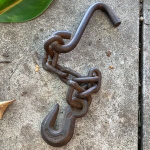 Antique Midland Hooks & Chain, KRAMPUS Chain, Solid Iron, Signed/Marked MIDLAND FORGED. One of a Kind, Halloween decor, Krampus Hardware